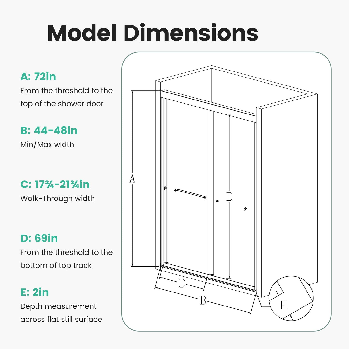 Semi Frameless Double Sliding Shower Door With Tempered Glass