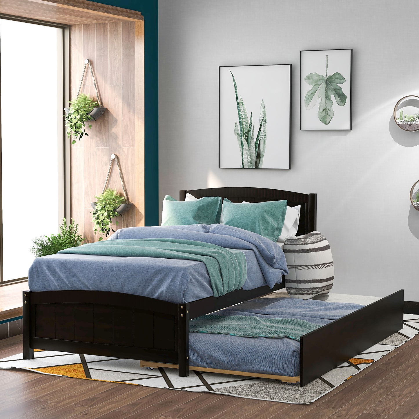 Platform Bed & Headboard, Footboard And Wood Slat Support