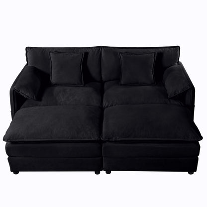 Modern Comfy Deep Seat Modular Sectional Sofa Cloud Couch With Ottoman
