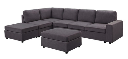 Cassia - 7 Seat Reversible Modular Sectional Sofa With Ottoman