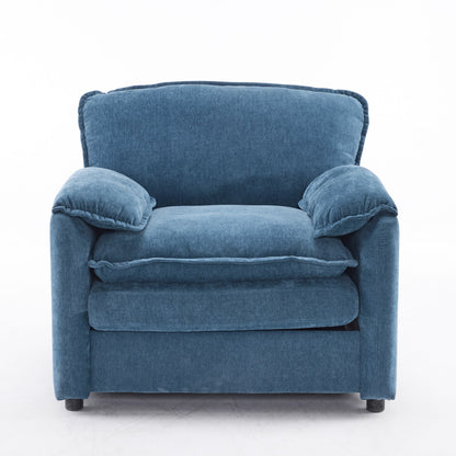 Oversized Reading Armchair With Thick Cushions, High Back Support