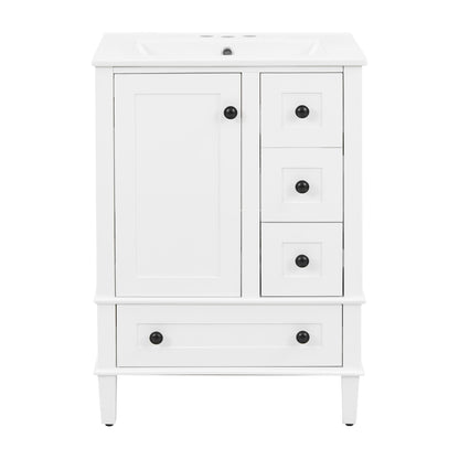 Bathroom Vanity With Integrated Basin, Soft Close Drawers, Door Mounted Double Layer Shelf