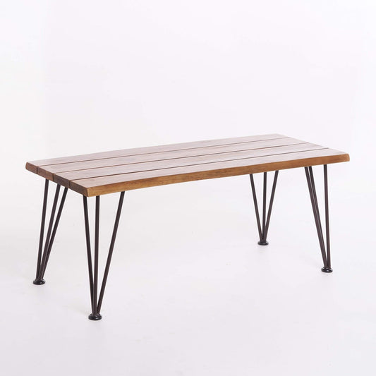 Zion - Outdoor Industrial Iron And Coffee Table - Teak