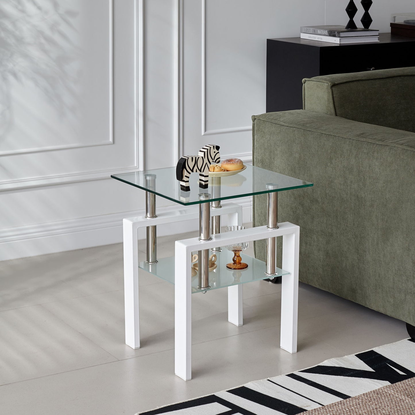 Tempered Glass Table With Storage