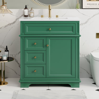 Freestanding Bathroom Vanity With Sink, Soft Closing Door, Tip Out Drawer