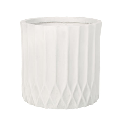 Planter With Subtle Pleated Design - Antique White