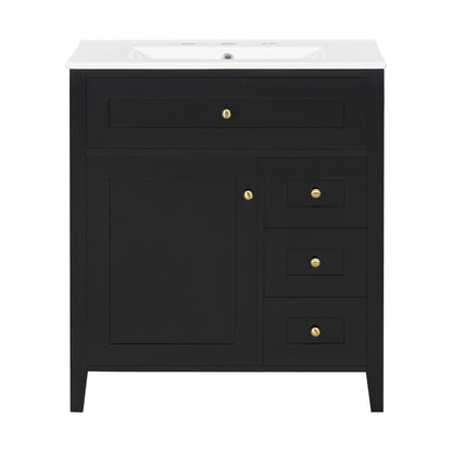 Bathroom Vanity With Sink, 3 Drawers And Adjustable Shelf