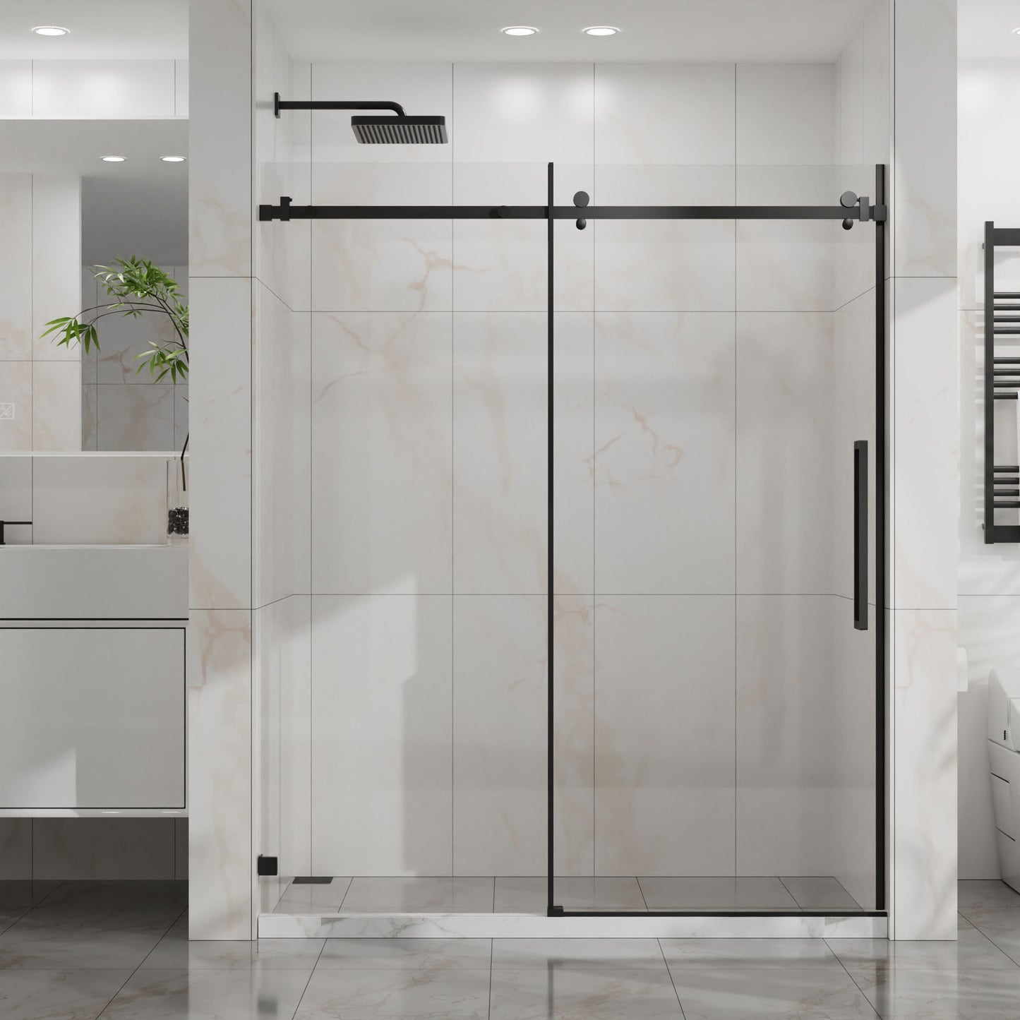 Frameless Tub Sliding Shower Door With Easy Clean Coating