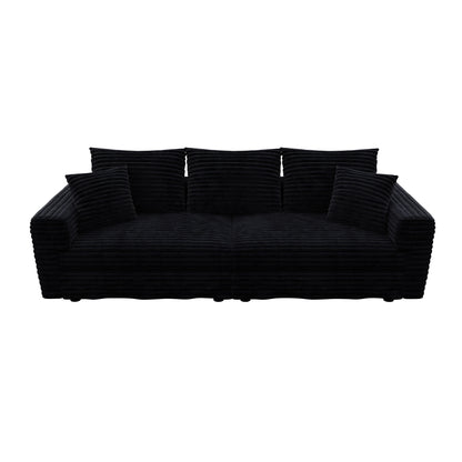Plush Corduroy 4 Seat Sofa, Modern Comfy Upholstered Sofa Cloud Couch, Deep Seat Couches With Soft Pillows