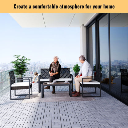 Acacia Wood Interlocking Deck Tiles Checker Pattern For Outdoor Flooring