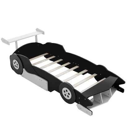 Race Car-Shaped Platform Bed With Wheels