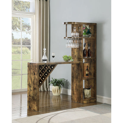 Kady - 5 Shelf Home Bar Table With Wine & Stemware Storage - Brown
