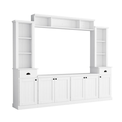 Minimalist Entertainment Wall Unit Set With Bridge For TVs Up To 75"