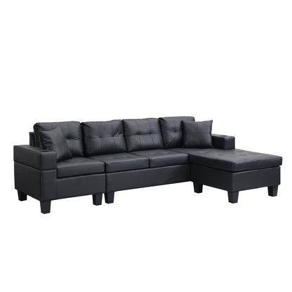 Modern Sectional Sofa Set With Chaise Lounge And Cup Holder