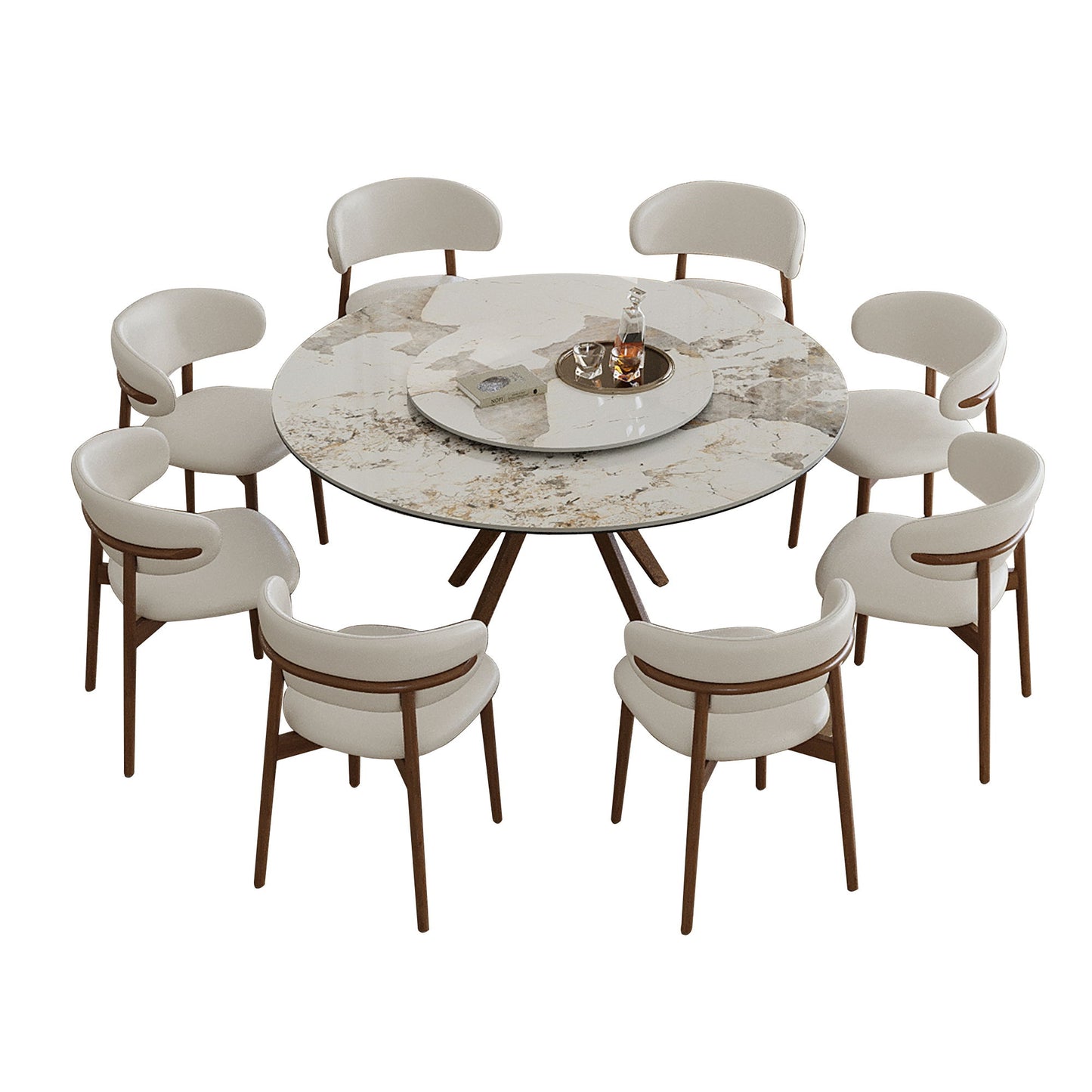 Modern Sintered Stone Dining Table Set With Chairs