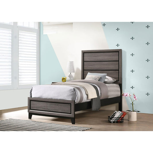Twin Panel Bed With Tapered Legs - Gray