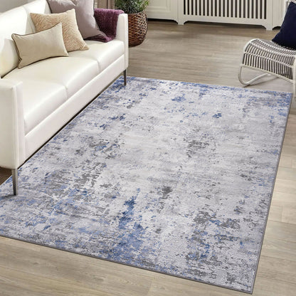 Marfi - 6' X 9' Abstract Area Rug - Silver / Blue