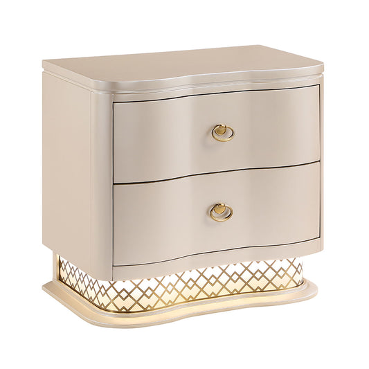 Flora - 2 Drawer Nightstand With LED - Champagne