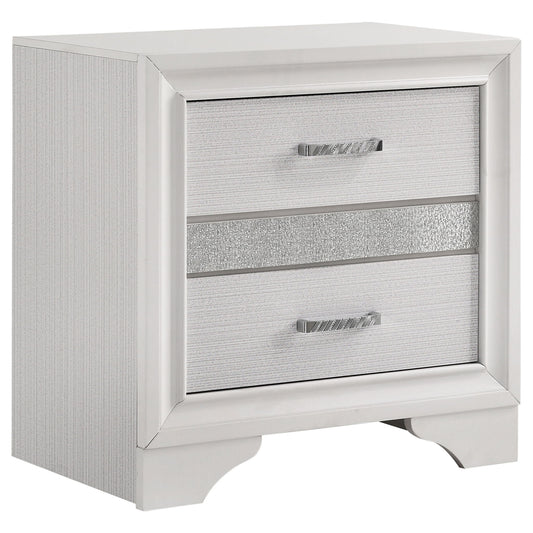 Transitional 2 Drawer Nightstand With Hidden Jewelry Tray