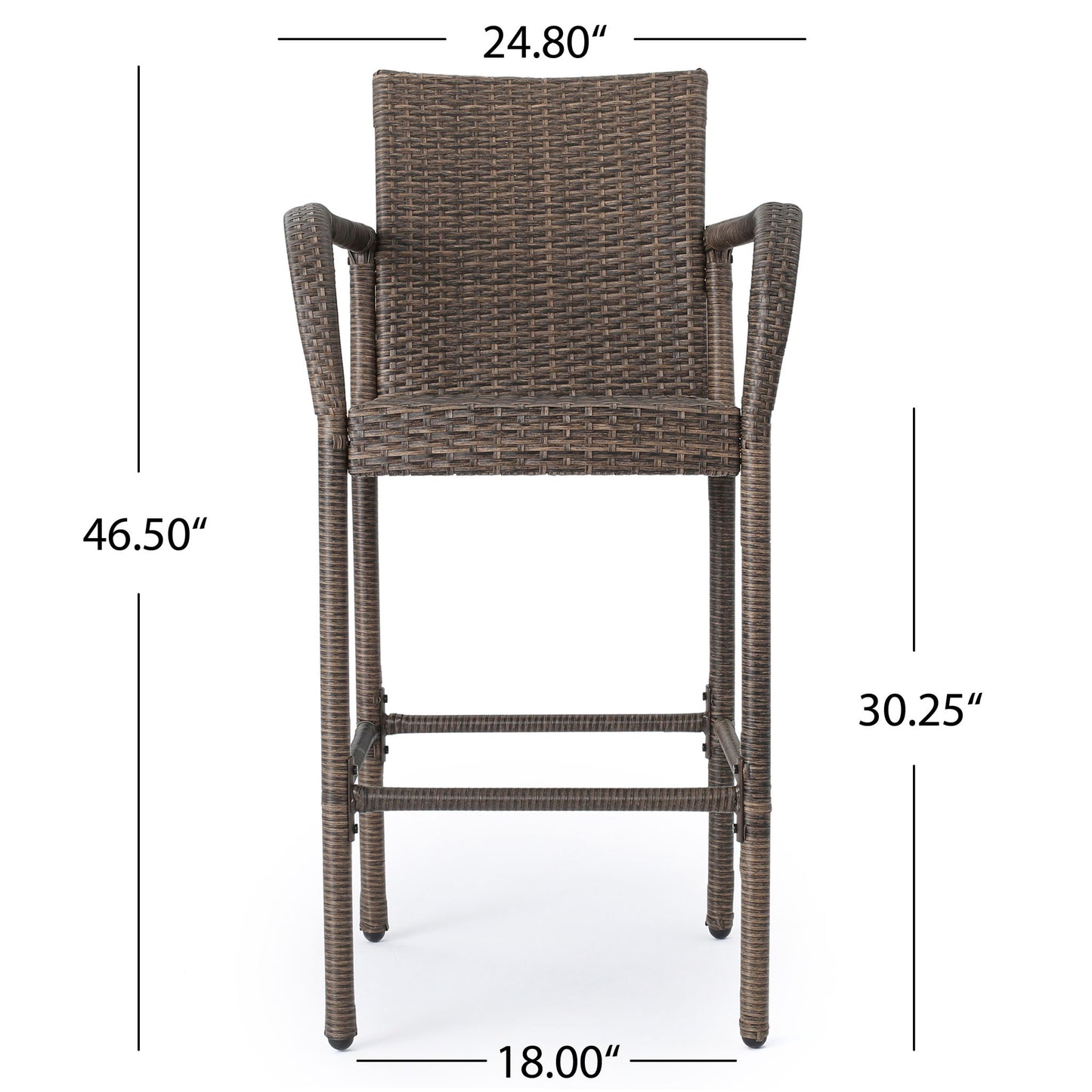 Outdoor Wicker Barstools With Rattan And Iron Frame
