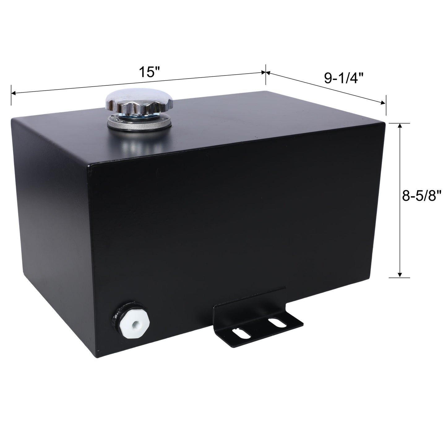 Heavy Duty 5 Gallon Steel Hydraulic Fluid Reservoir Tank With Mounting Foot, 14 Gauge - Black