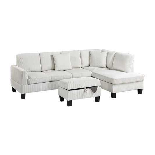 Sectional Sofa With Storage Ottoman And Pillows