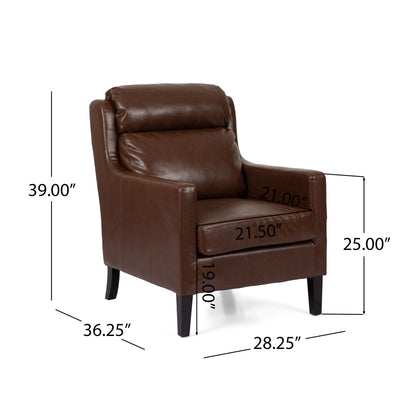 Contemporary Club Chair With Upholstered Fabric And Rubberwood Legs