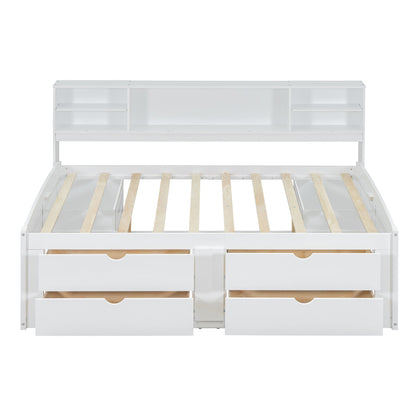 Daybed With 2 Bedside Cabinets, Upper Shelves And 4 Drawers