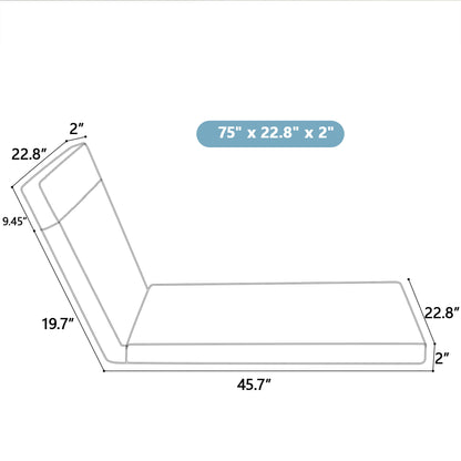 2 Piece Chaise Lounge Chair Cushion Set With Ties