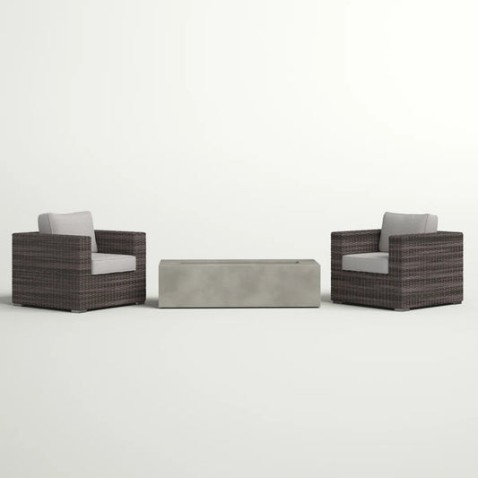 Outdoor Rattan Wicker Seating Set With Cushions 2 Person Patio Furniture - Espresso / Gray