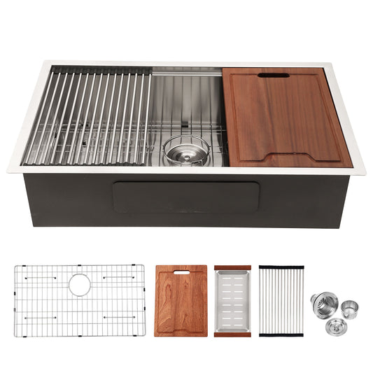 Single Bowl, Undermount Workstation, Kitchen Sink With Accessories