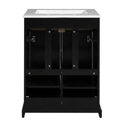 Bathroom Vanity With Drawer And Soft-Closing Doors, Sink Storage Cabinet For Small Spaces - Black
