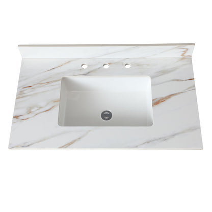 Vanity Top With Undermount Sink And Backsplash, Sintered Stone