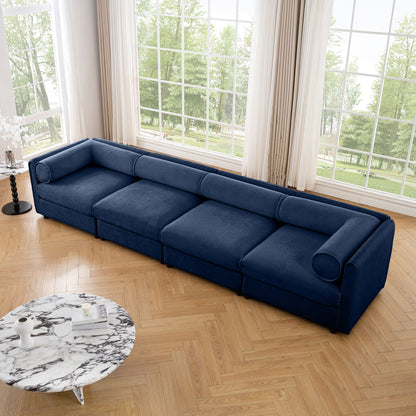 Stylish Chenille Sofa With Storage Seat And Cylindrical Backrest