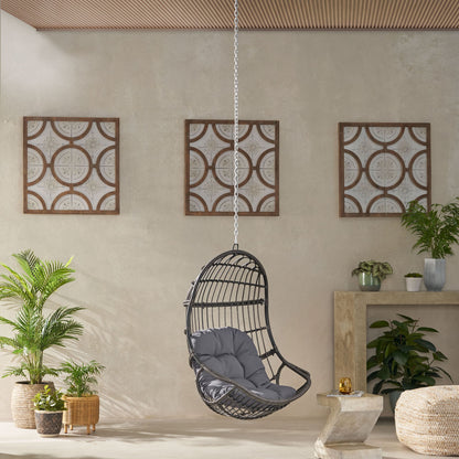 Rustic Hanging Basket Chair With Cushion