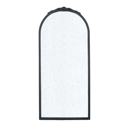 Hand Carved Rose Antique Mirror Frame, Wood Arch Mirror Wall Decor For Living Room