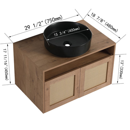 Bathroom Vanity & Art Sink, 2 Soft Close Doors, Float Mounting Design