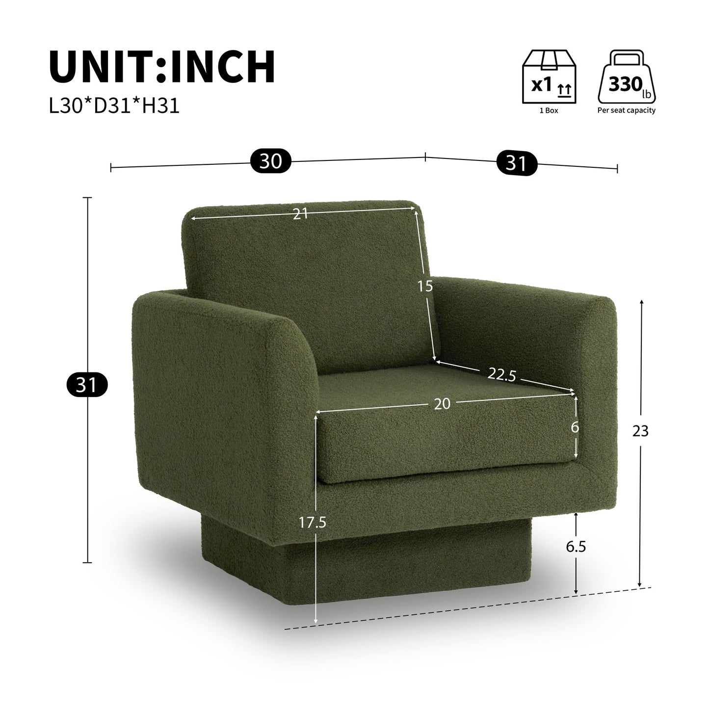 360° Modern Swivel Accent Chair Round Armchair, Thick Padded Single Lounge Sofa Upholstered Comfy