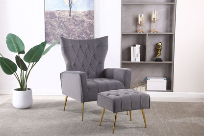 Modern Accent Chair With Ottoman, Comfy Armchair For Living Room