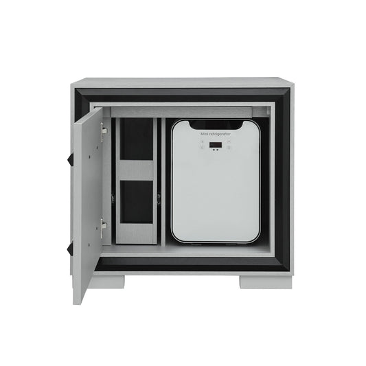Adelaide - Nightstand With Cooler And Speaker - Gray / Black