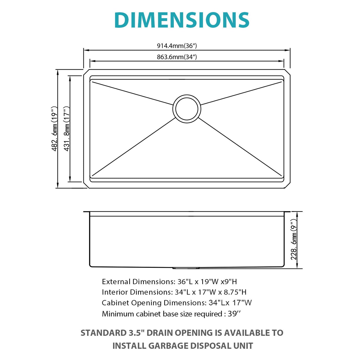 Undermount Kitchen Sink 36 X 19 X 9", 16 Gauge Deep Workstation Sink With Cutting Board And Accessories - Gold