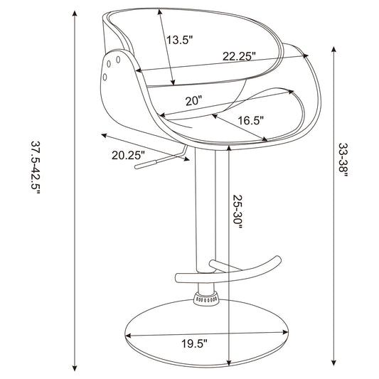 Ergonomic Adjustable Bar Stool - Ivory