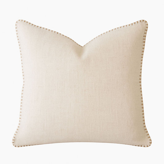 Homey Cozy - Throw Pillow With Decorative Stitching - Ivory