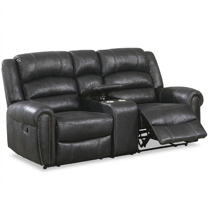Power Reclining Loveseat With USB Port And Cup Holder Console - Black