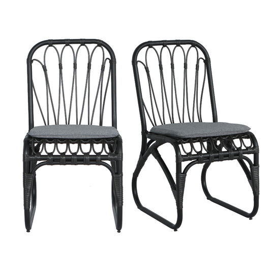 Outdoor Wicker Dining Chairs With Washable Cushion (Set of 2)