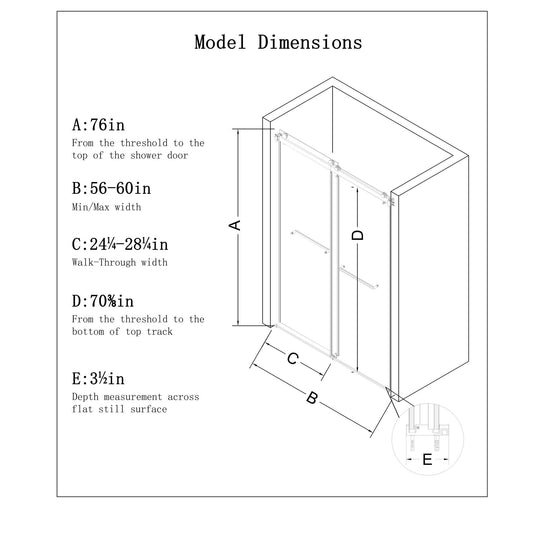 Frameless Double Sliding Soft Close Bathtub Shower Door, 5 / 16" Clear Nano Coated Tempered Glass And 304 Stainless Steel Handle - Matte Black