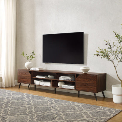 Contemporary 2 Door Minimalist TV Stand For TVs Up To 90" - Dark Walnut
