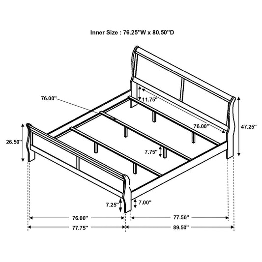 Graffenstaden - Eastern King Sleigh Bed With Curved Headboard And Footboard - Cappuccino