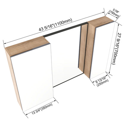 43.3" Wall Mounted Bathroom Cabinet With Adjustable Shelves, Door Storage Cabinet - Imitative Oak