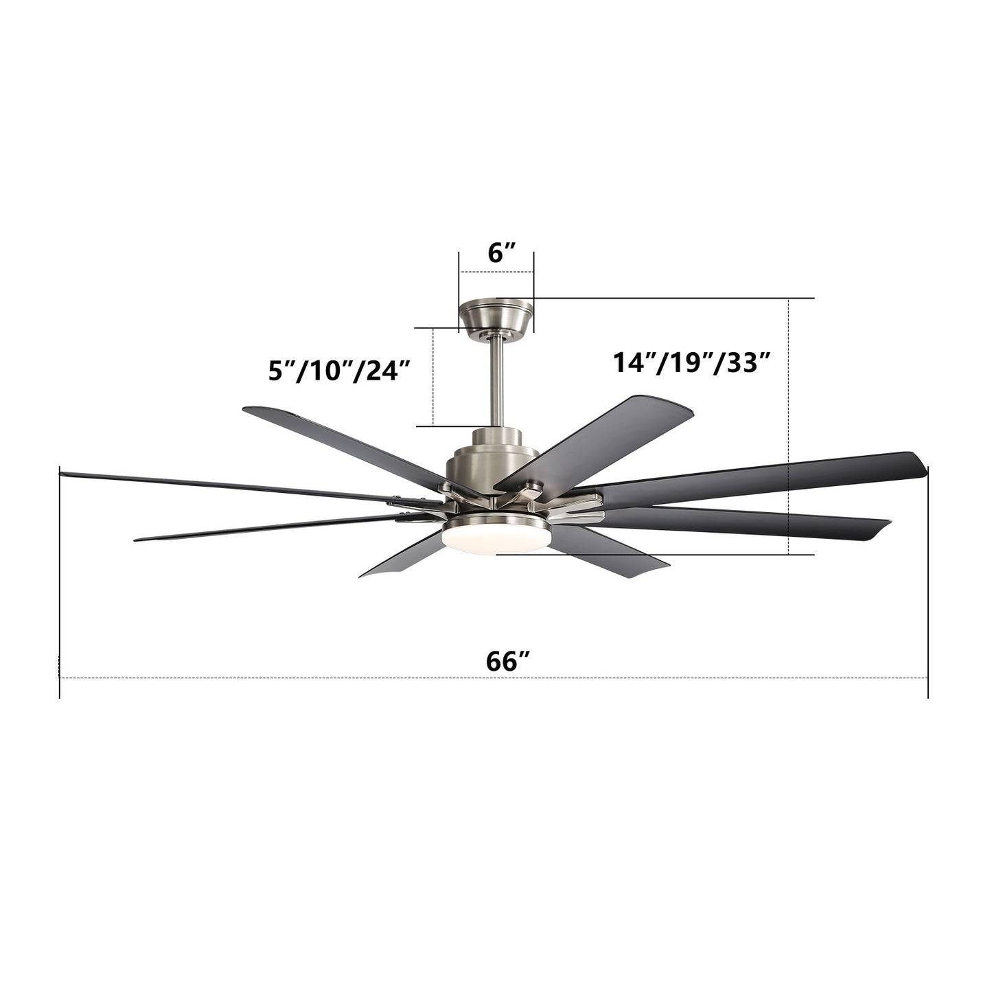 Ceiling Fan With Dimmable LED Light, 8 Blades, Reversible DC Motor, Remote Control